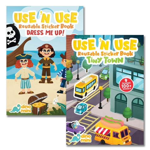 Use 'N Use Sticker Book Seti (Dress Me Up-Tiny Town) (2 Adet Tak Çıkar Çıkartma Kitabı)