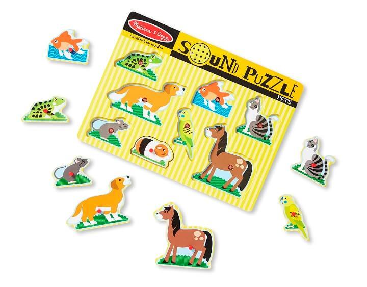 Melissa & Doug Ahşap Sesli Yapboz - Evcil Hayvanlar